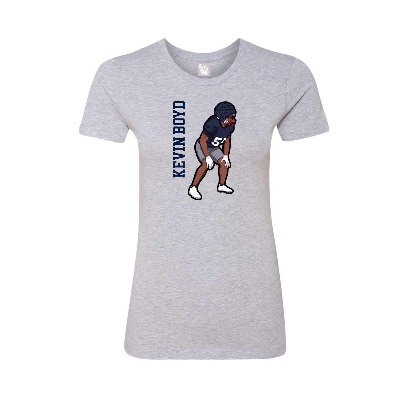 Fitted Women's Tee — Name Vertical in Grey