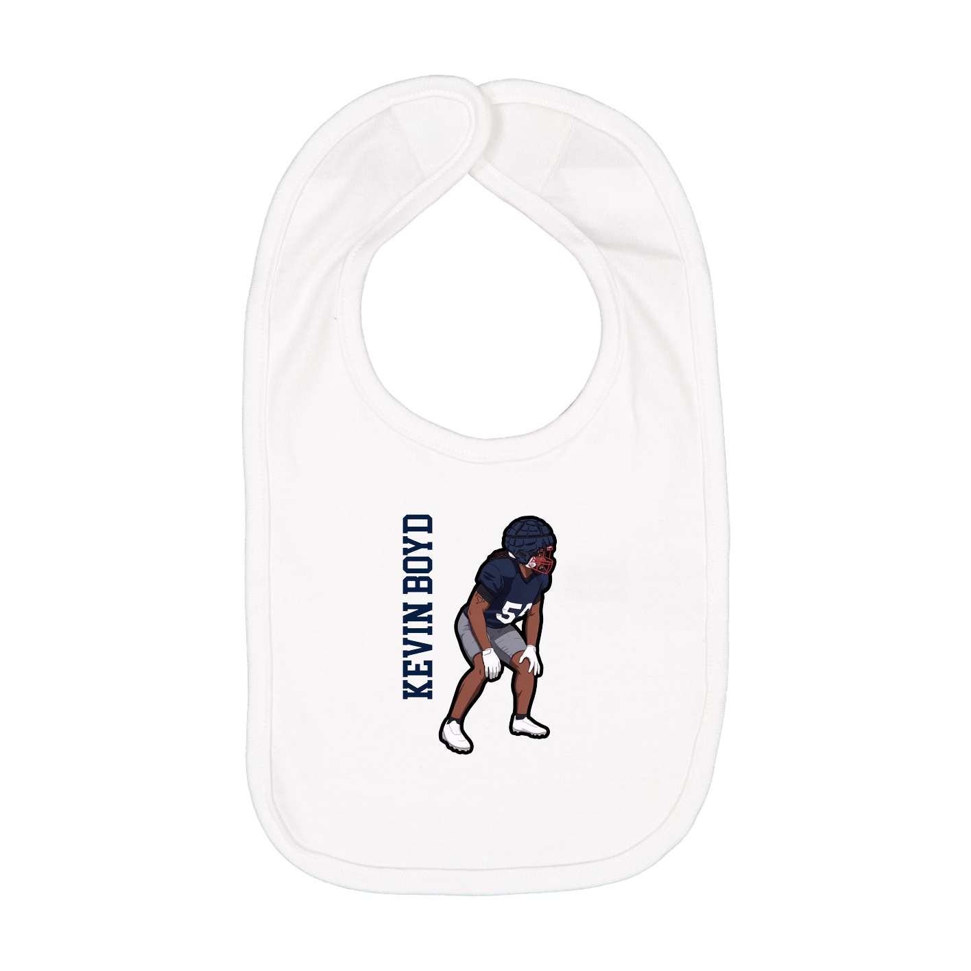 Infant Bib — Name Vertical in White