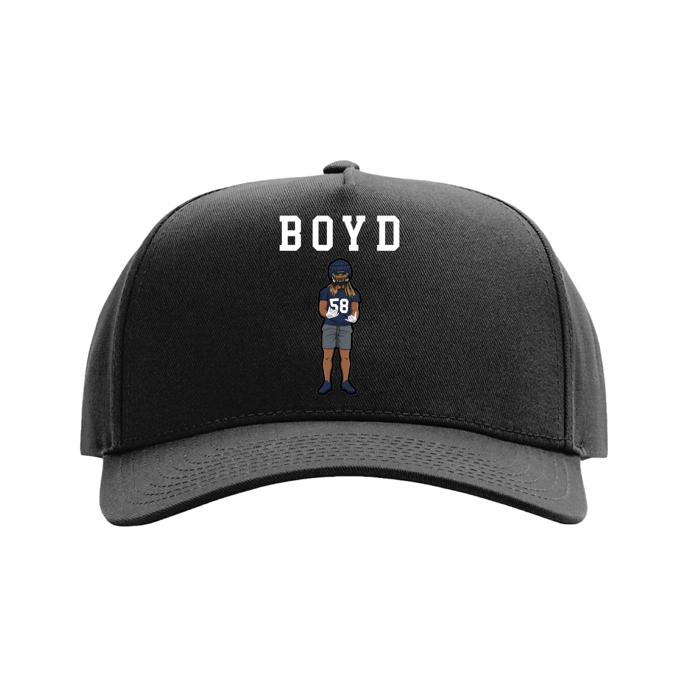 Full Fabric Five-Panel Champ Cap — Shirsey in Black