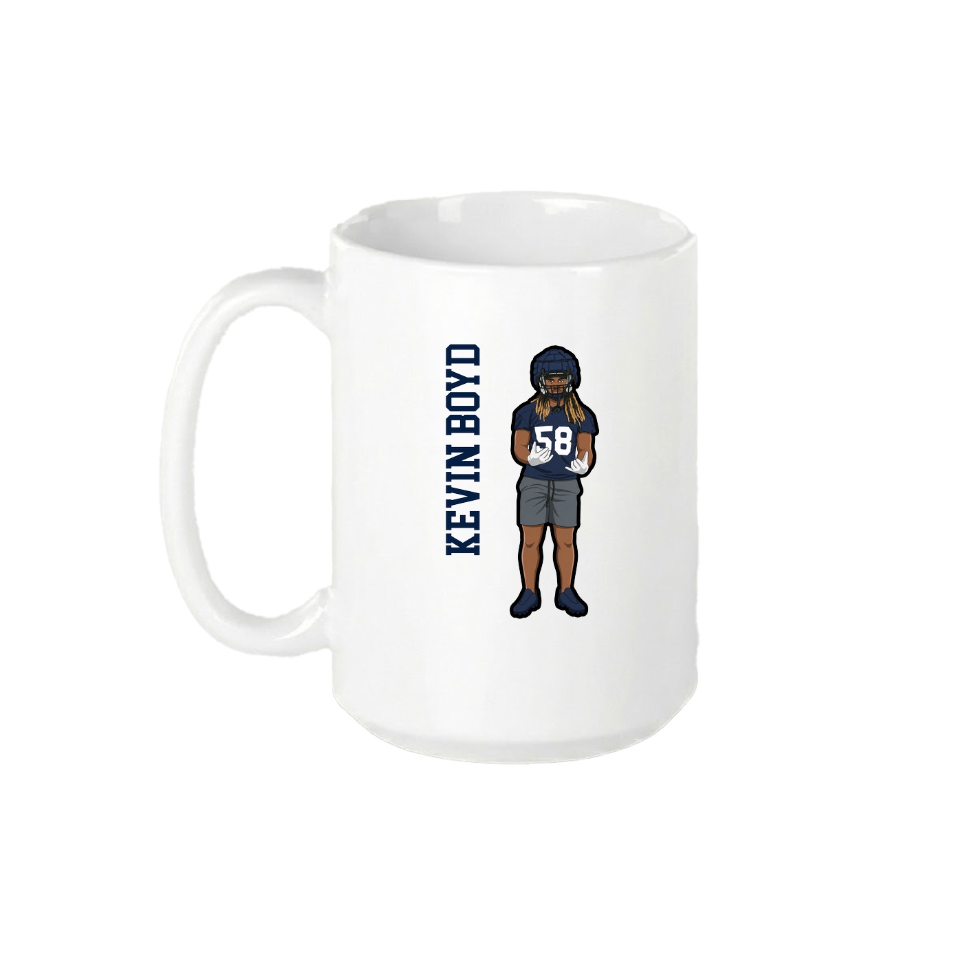 15oz Coffee Mug — Name Vertical in White