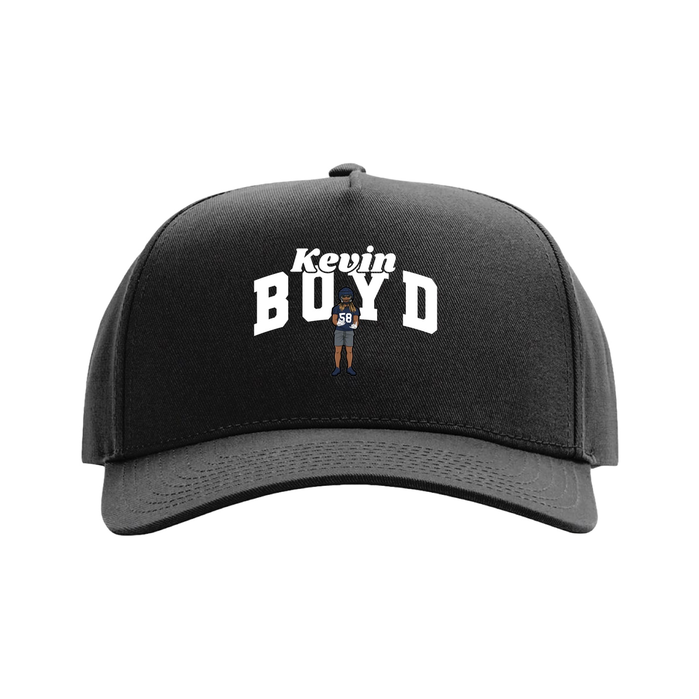 Full Fabric Five-Panel Champ Cap — Signature Arch in Black