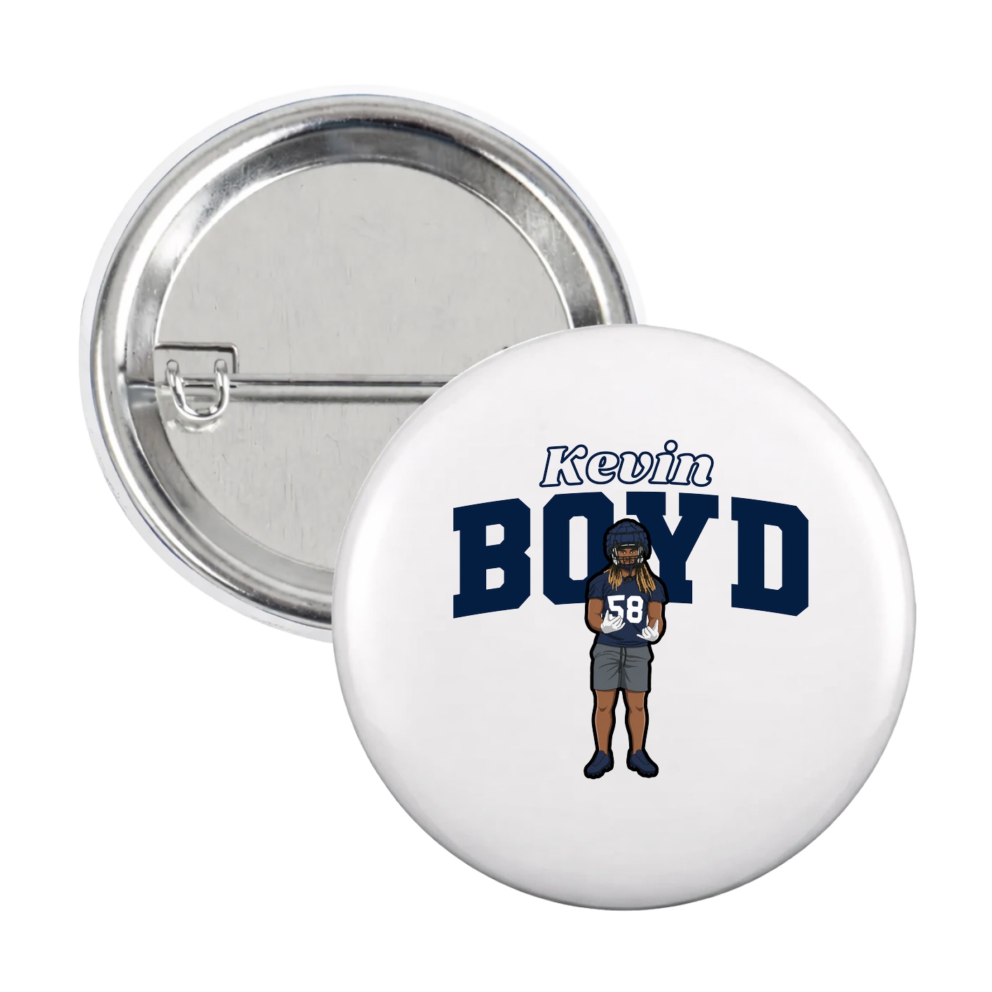 Game Day Button — Name Arch in White