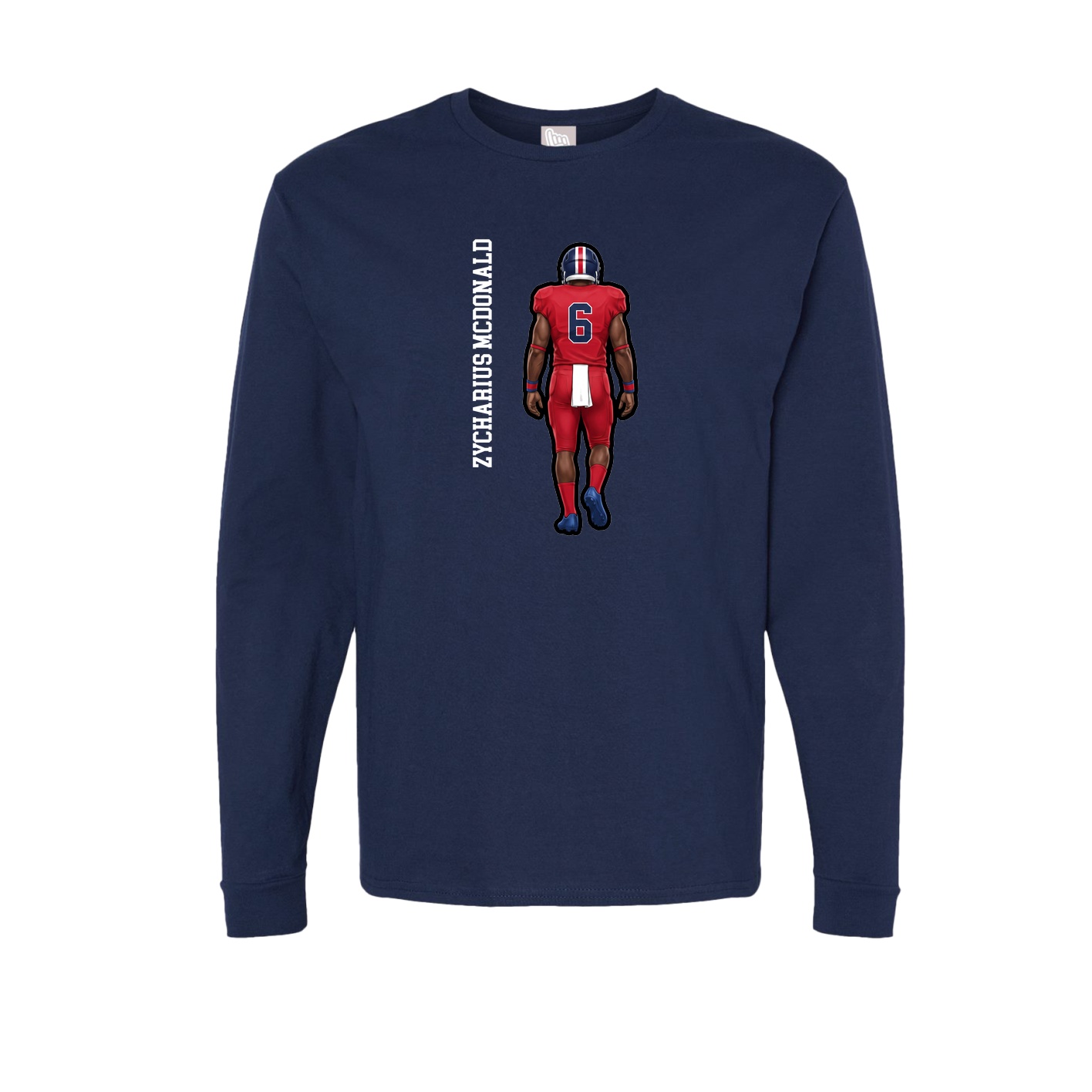 Long Sleeve Tee — Name Vertical in Navy