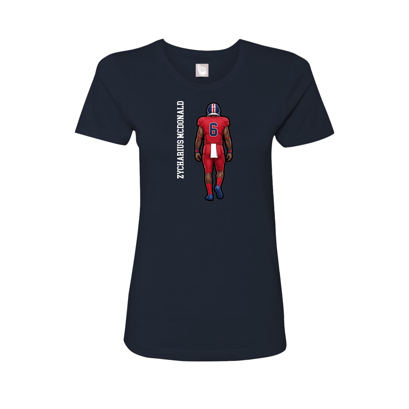 Fitted Women's Tee — Name Vertical in Navy