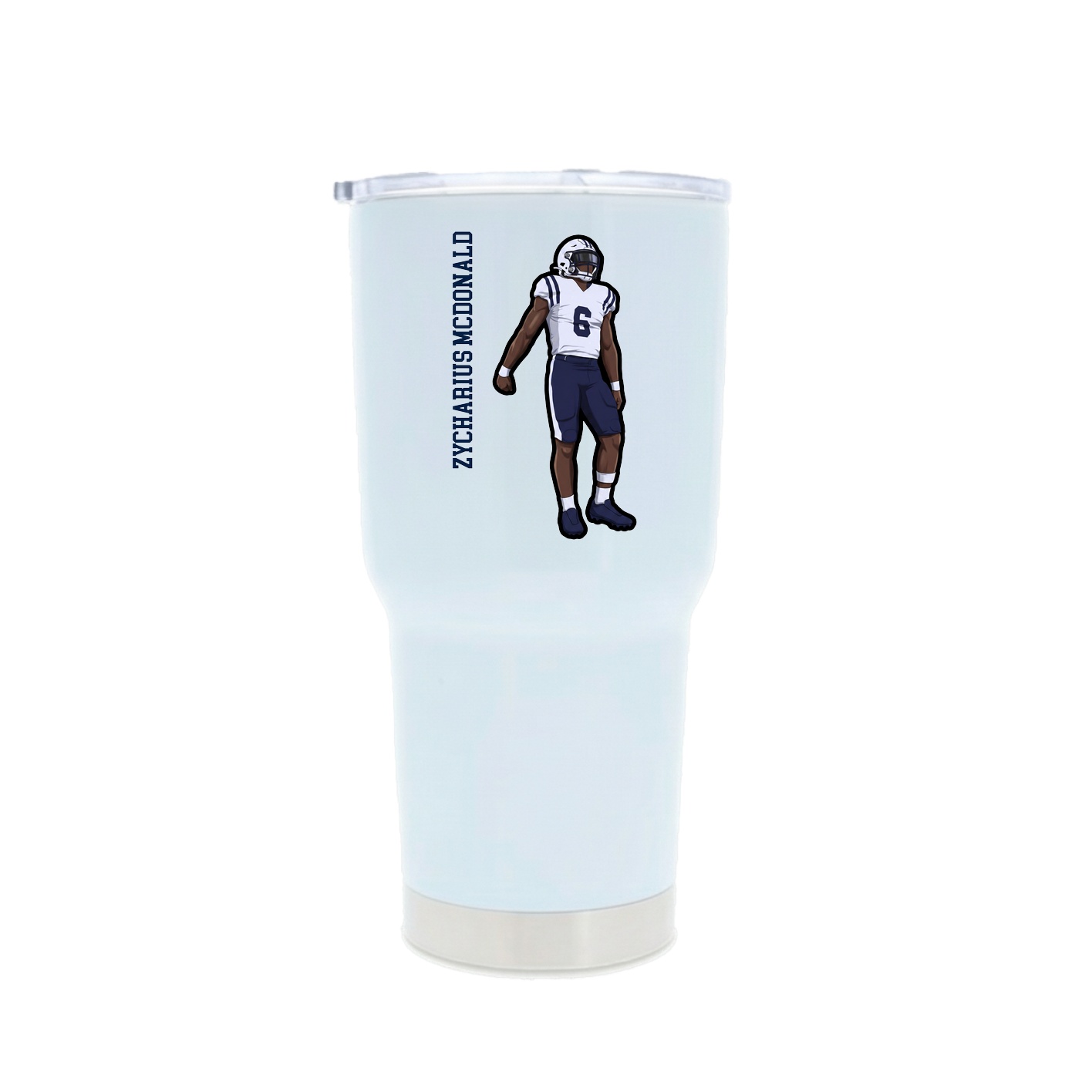 30oz Stainless Steel Tumbler — Name Vertical in White