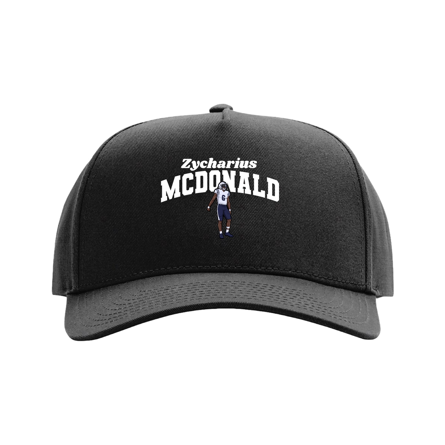 Full Fabric Five-Panel Champ Cap — Signature Arch in Black