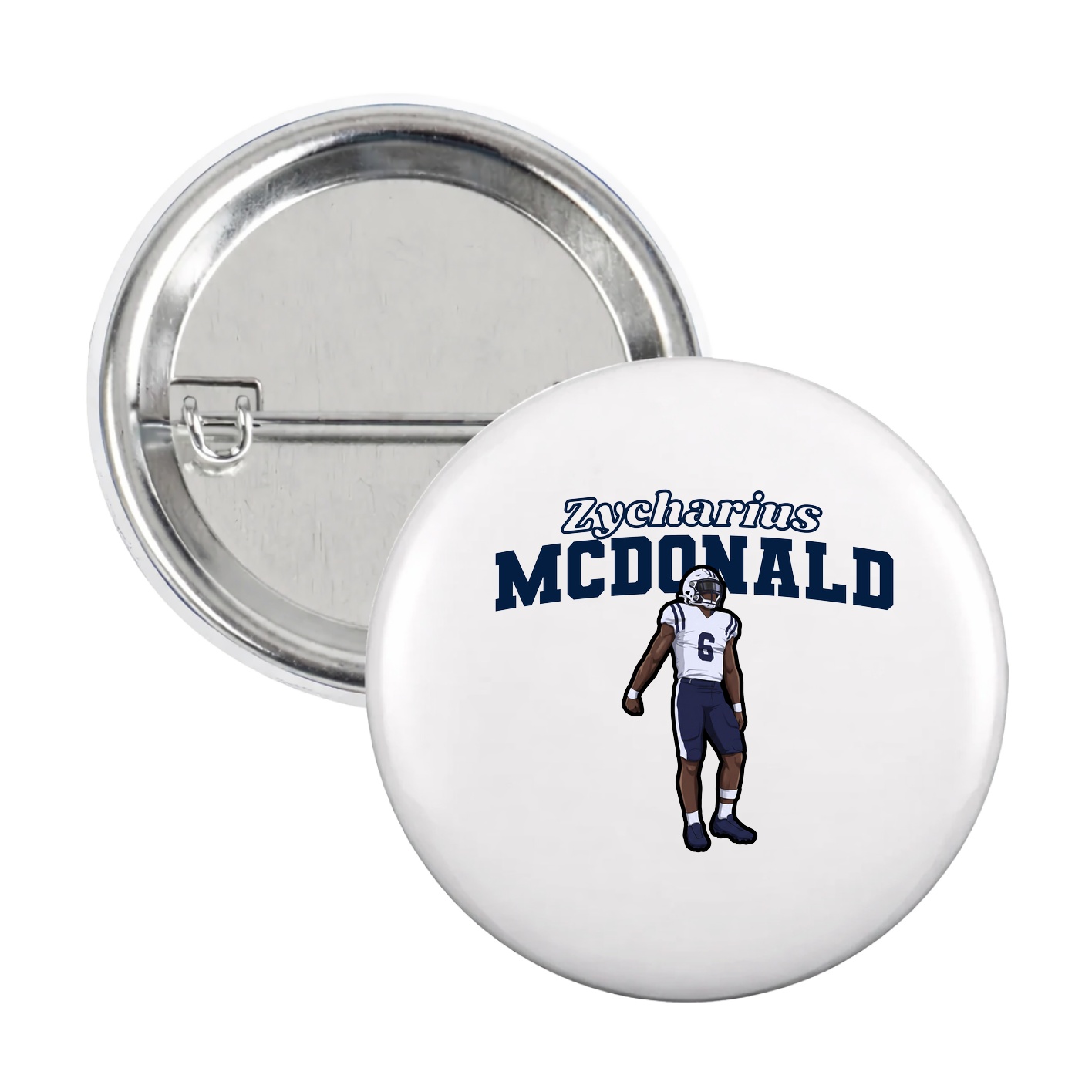 Game Day Button — Name Arch in White
