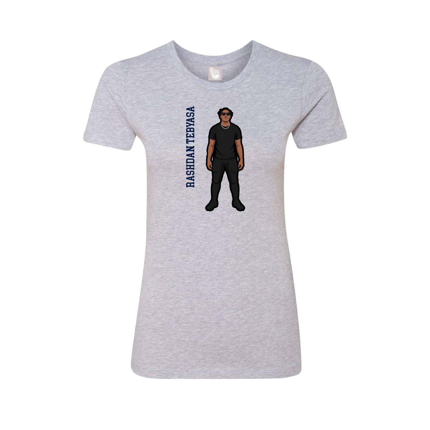Fitted Women's Tee — Name Vertical in Grey