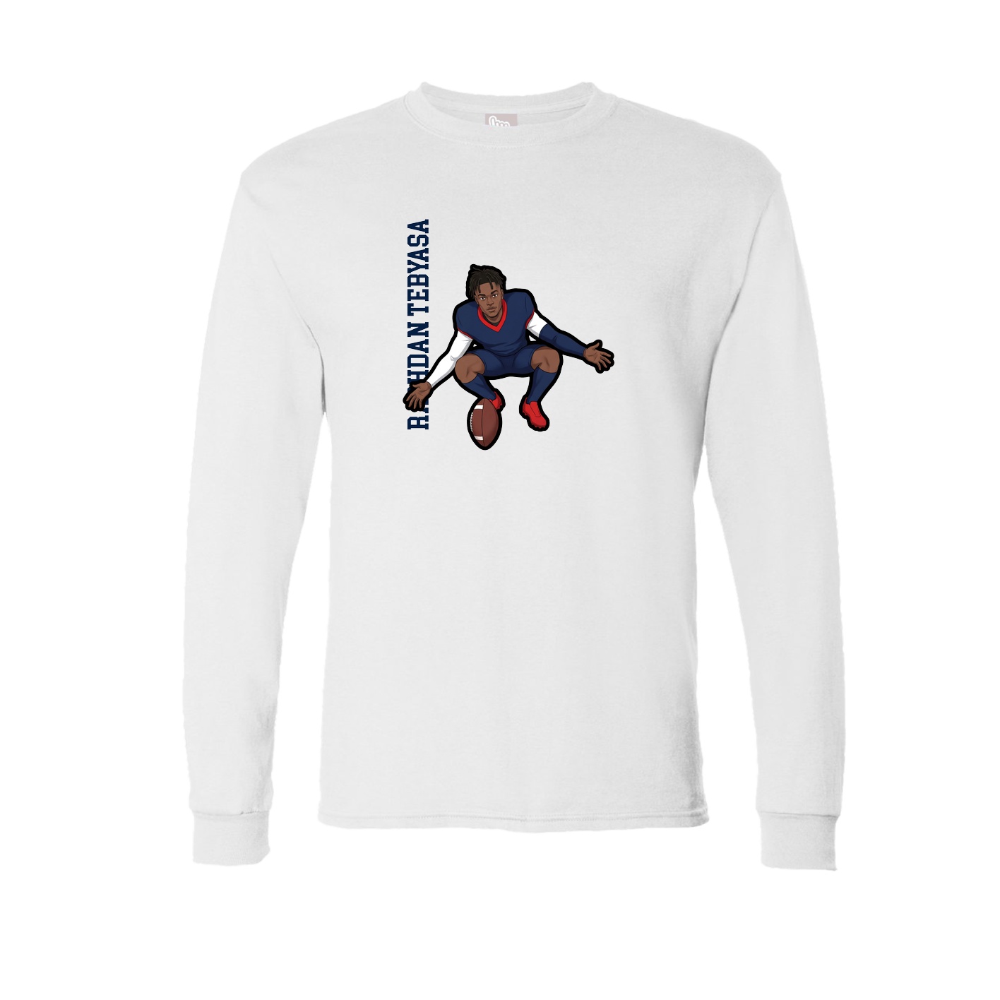 Long Sleeve Tee — Name Vertical in White