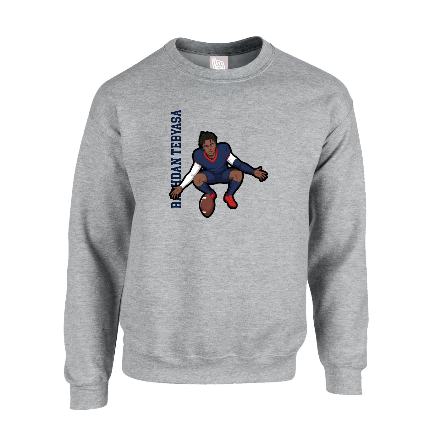 Fleece Crew — Name Vertical in Grey