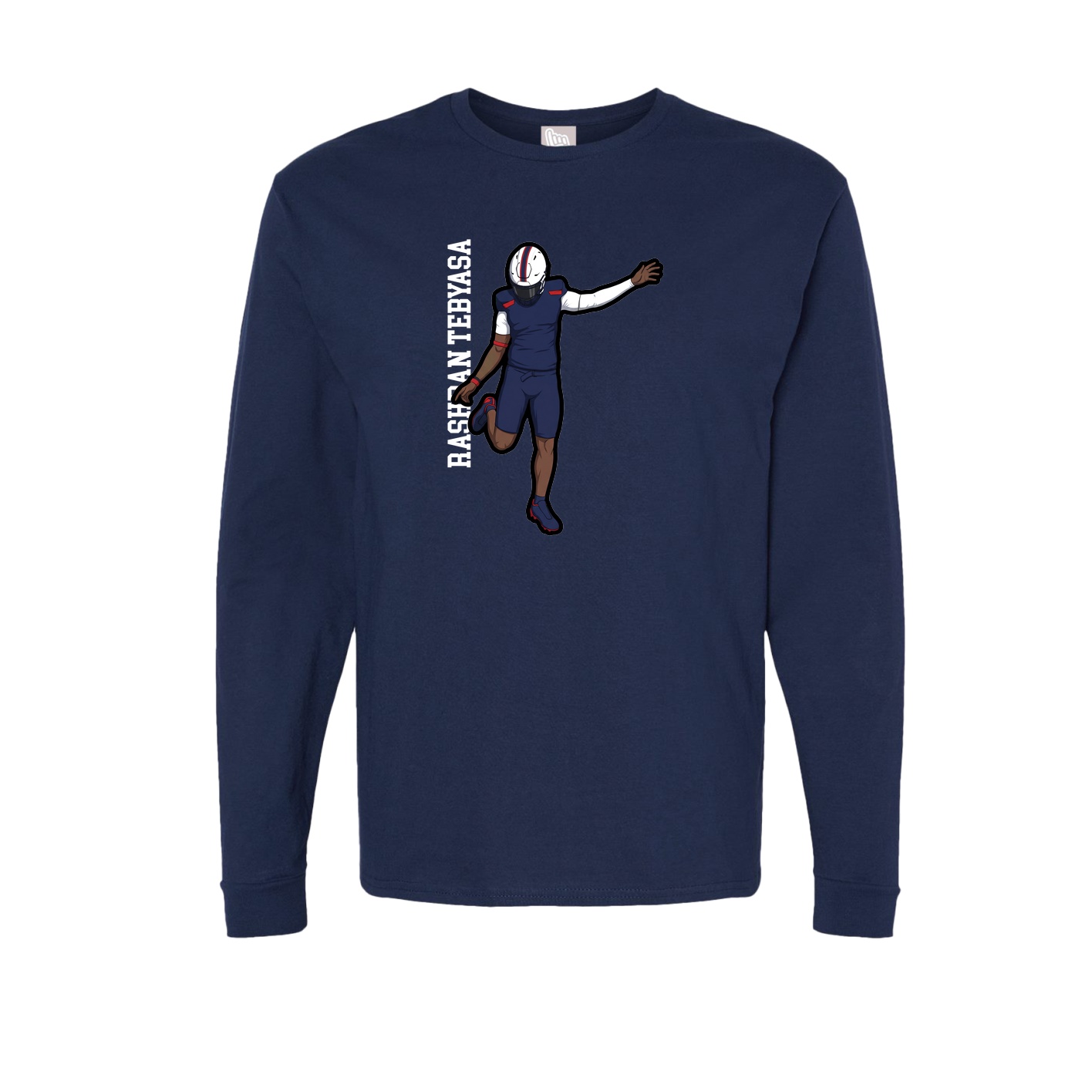 Long Sleeve Tee — Name Vertical in Navy