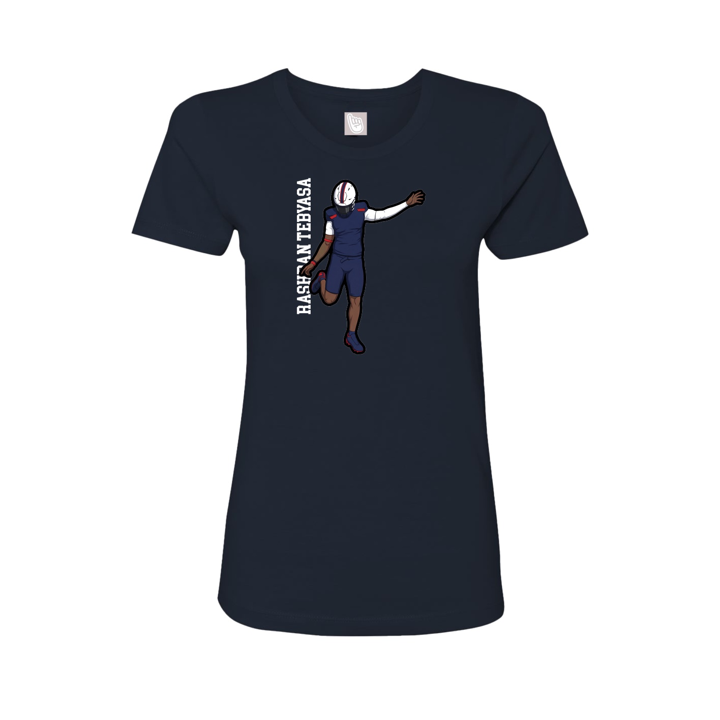 Fitted Women's Tee — Name Vertical in Navy