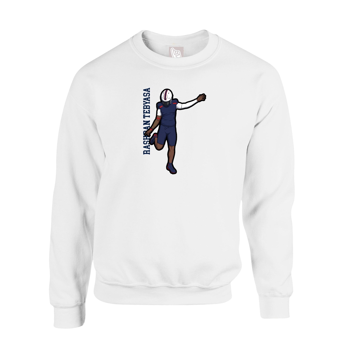 Fleece Crew — Name Vertical in White