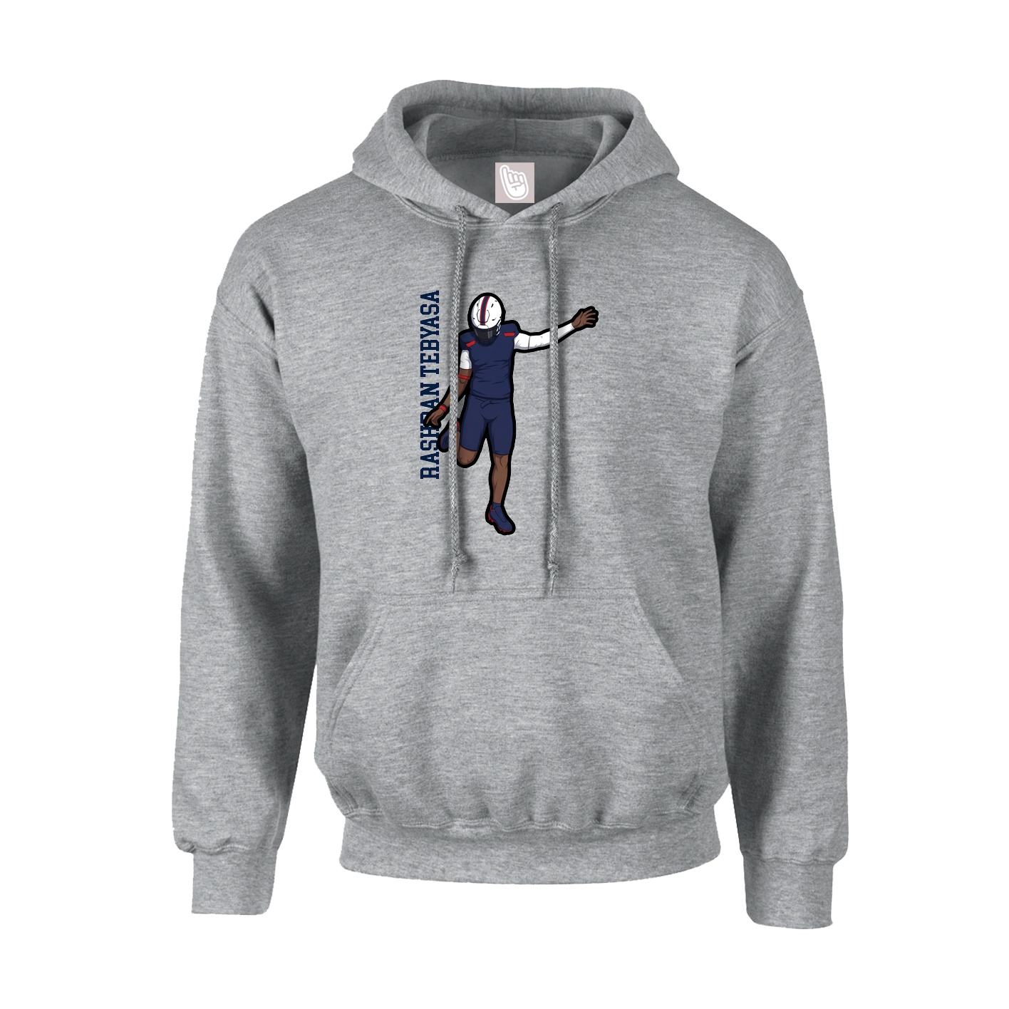 Youth Hoodie — Name Vertical in Grey