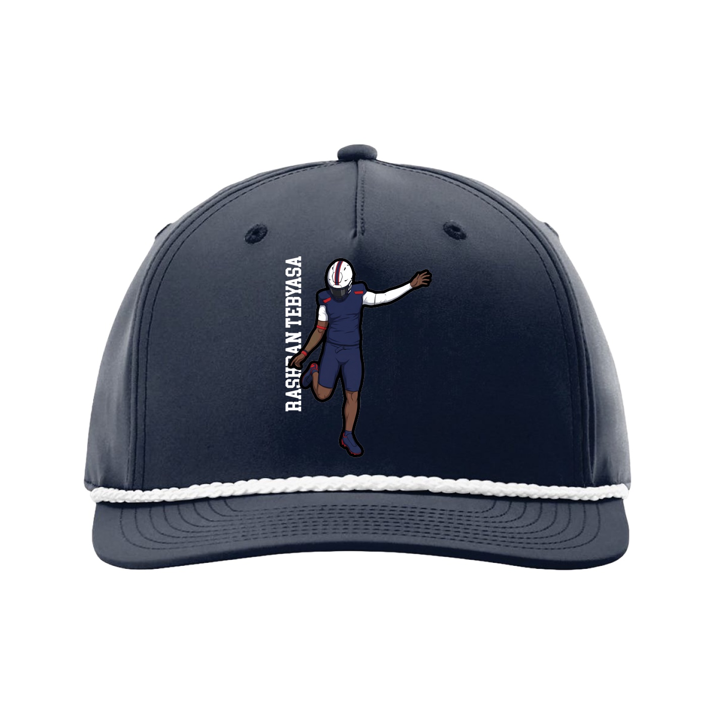 Five-Panel Classic Rope Cap — Name Vertical in Navy