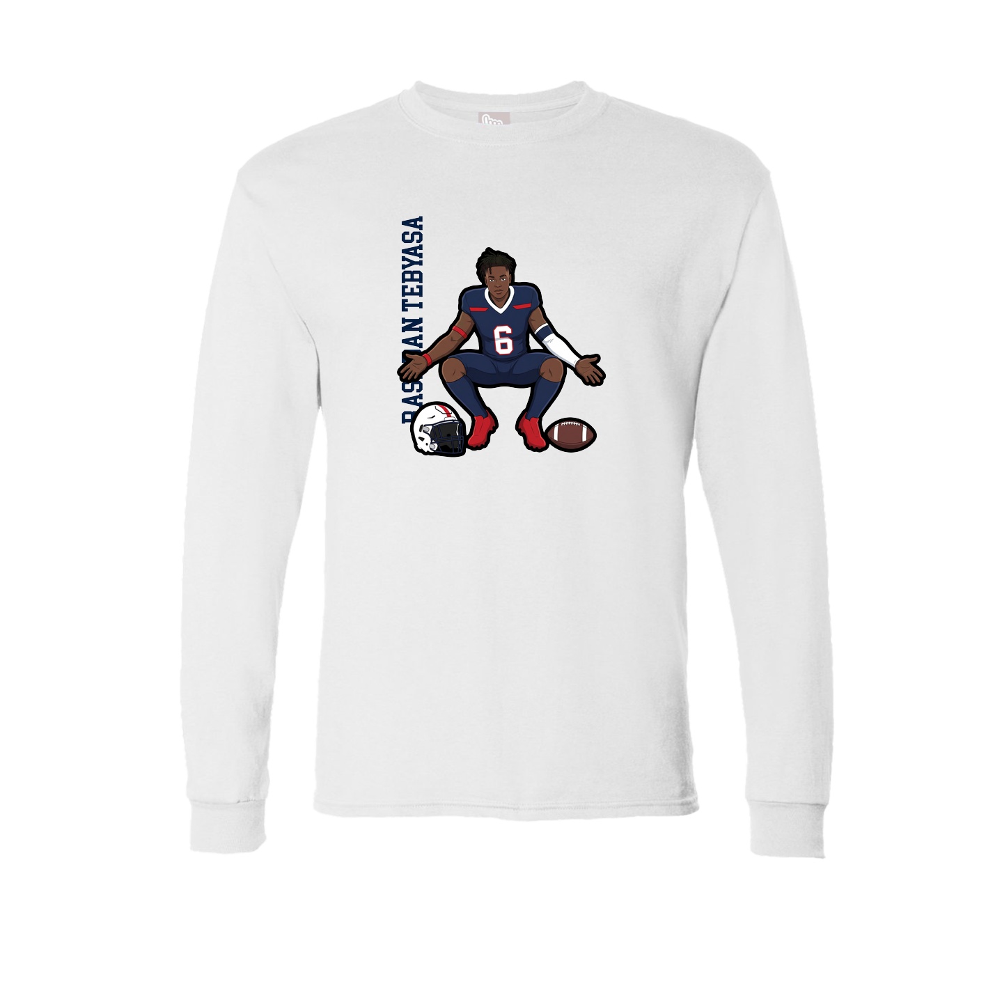 Long Sleeve Tee — Name Vertical in White