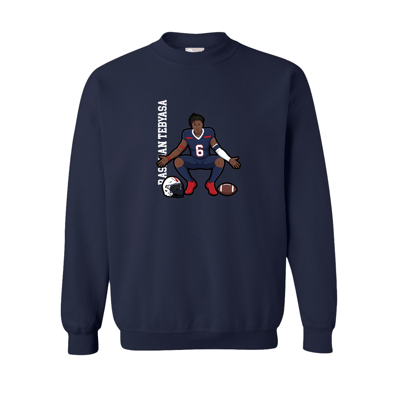 Fleece Crew — Name Vertical in Navy
