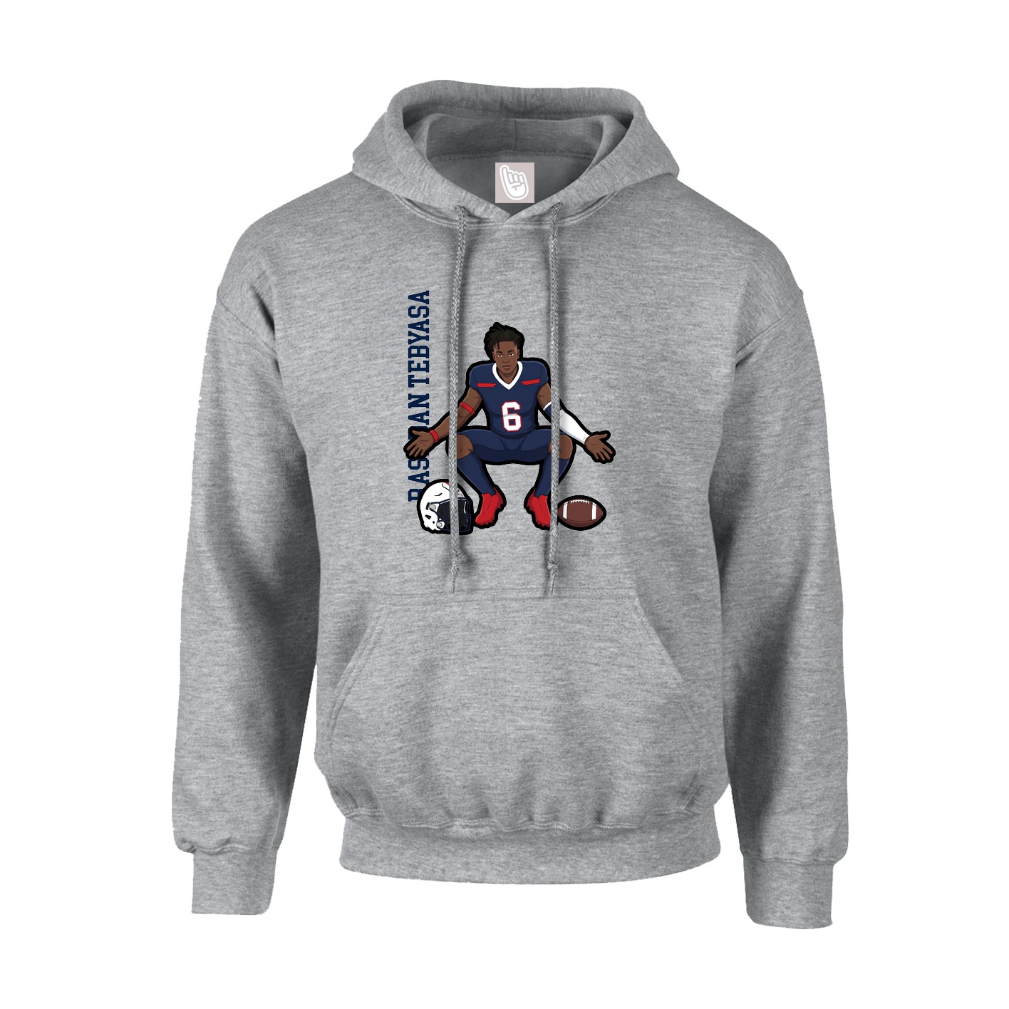 Youth Hoodie — Name Vertical in Grey
