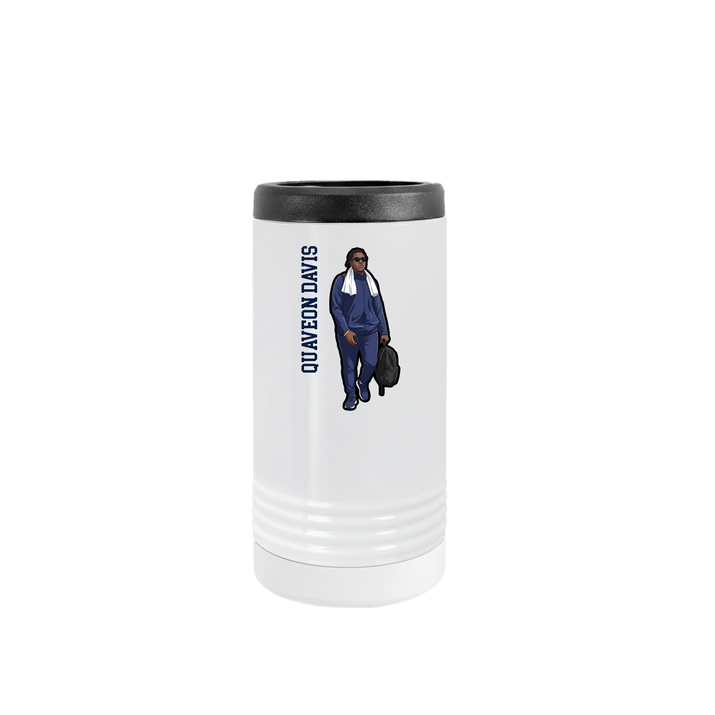 Slim Beverage Holder — Name Vertical in White