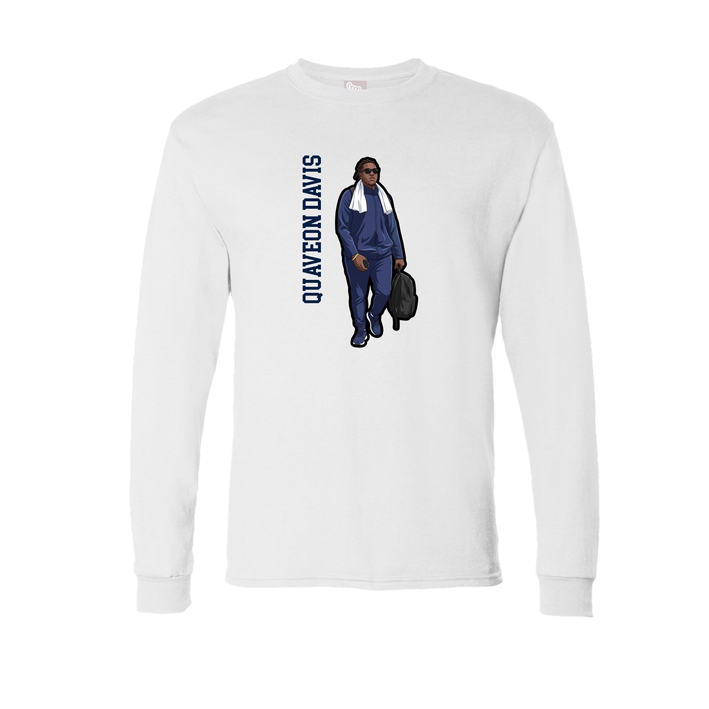 Long Sleeve Tee — Name Vertical in White