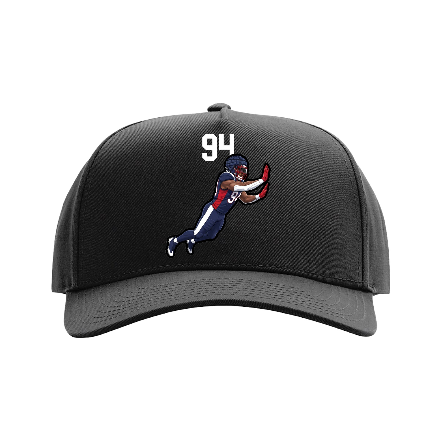 Full Fabric Five-Panel Champ Cap — Number Top in Black