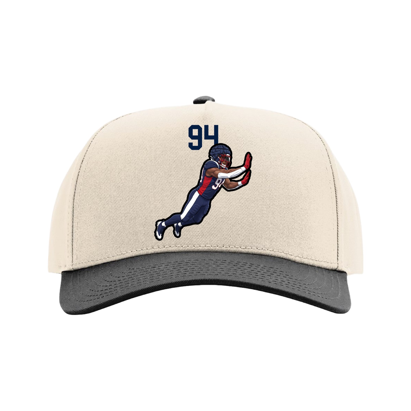 Full Fabric Five-Panel Champ Cap — Number Top in Cream/Black