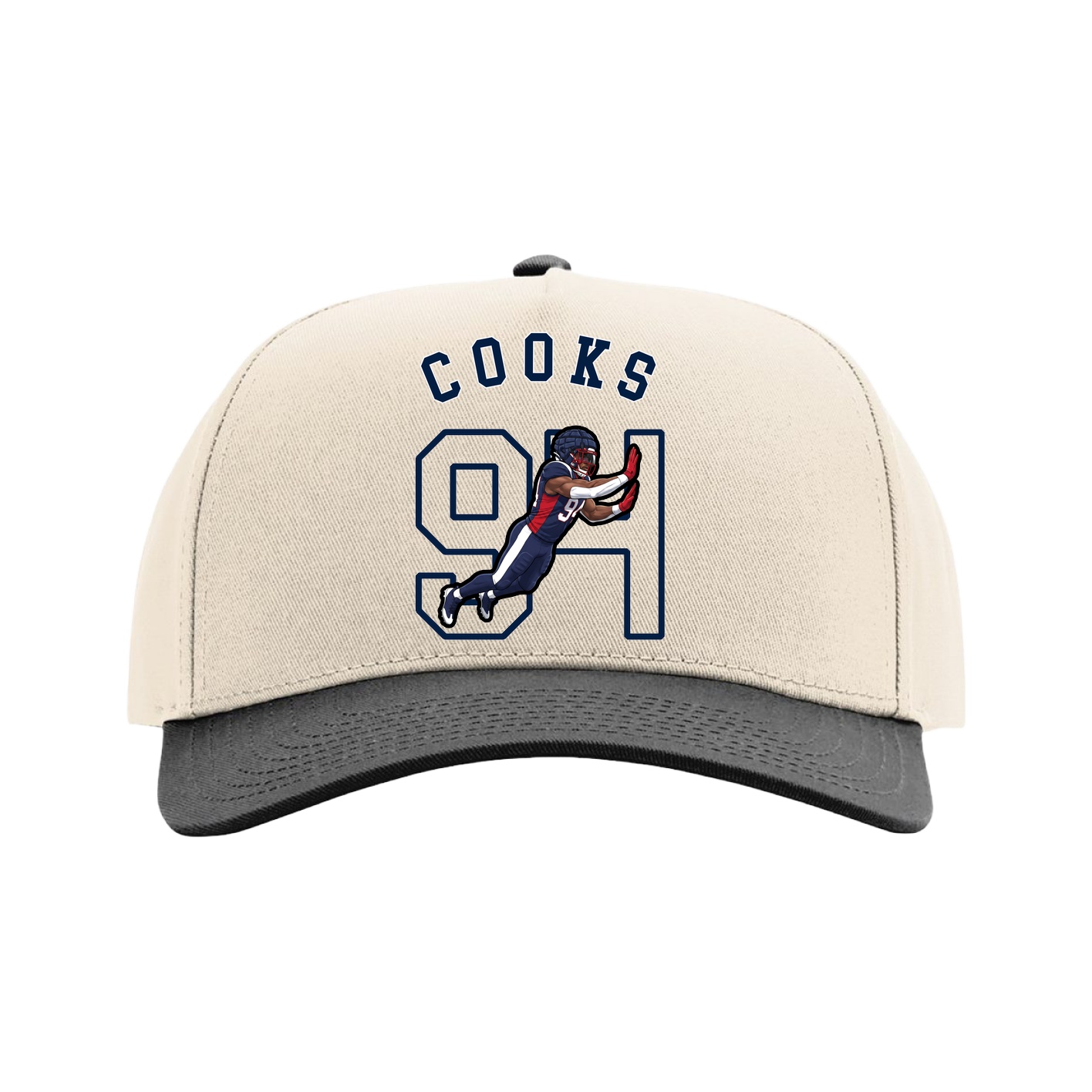 Full Fabric Five-Panel Champ Cap — Shirsey Arch in Cream/Black
