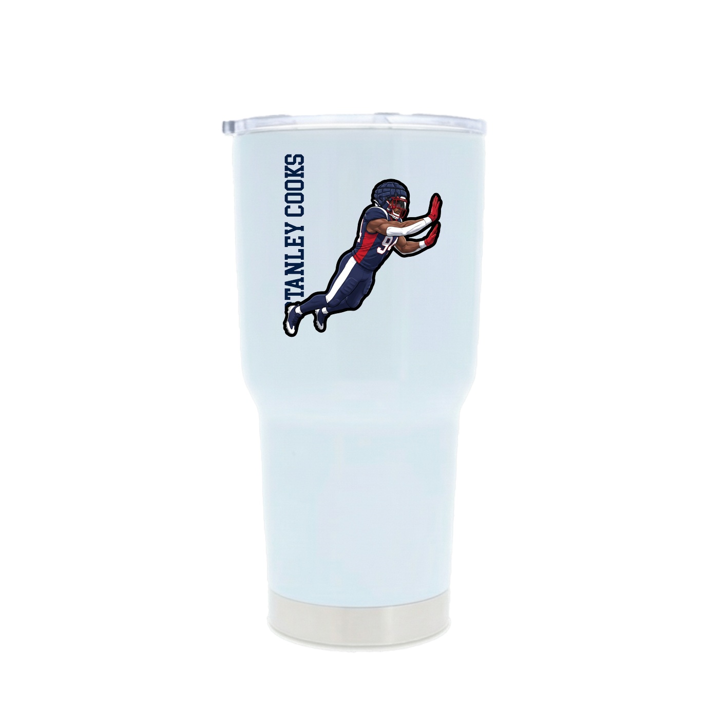 30oz Stainless Steel Tumbler — Name Vertical in White