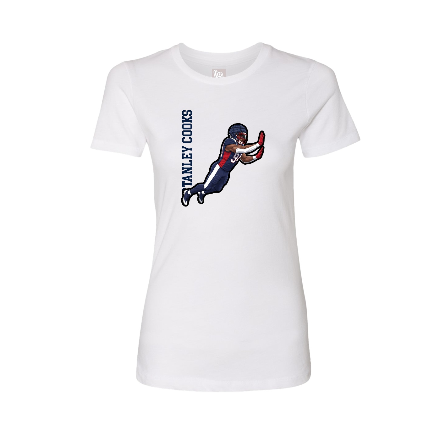 Fitted Women's Tee — Name Vertical in White