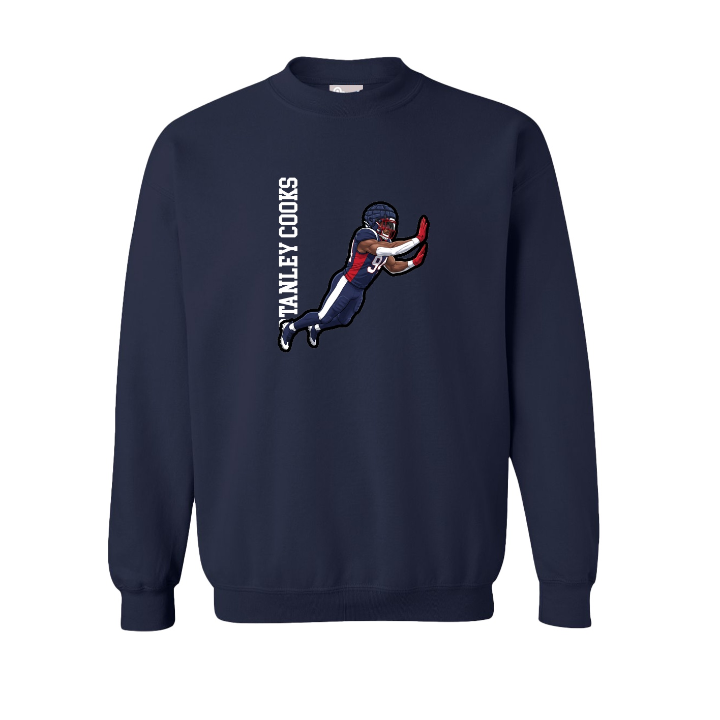 Fleece Crew — Name Vertical in Navy