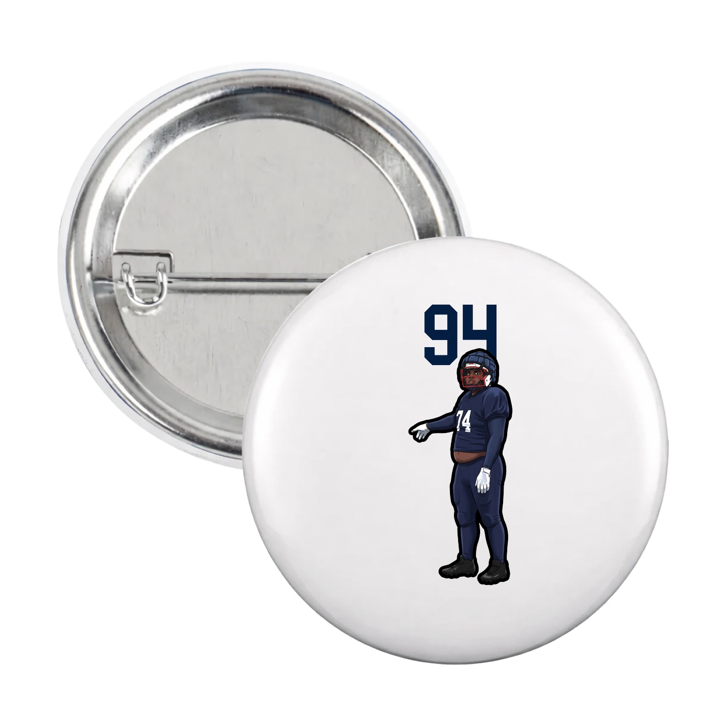 Game Day Button — Number Top in White