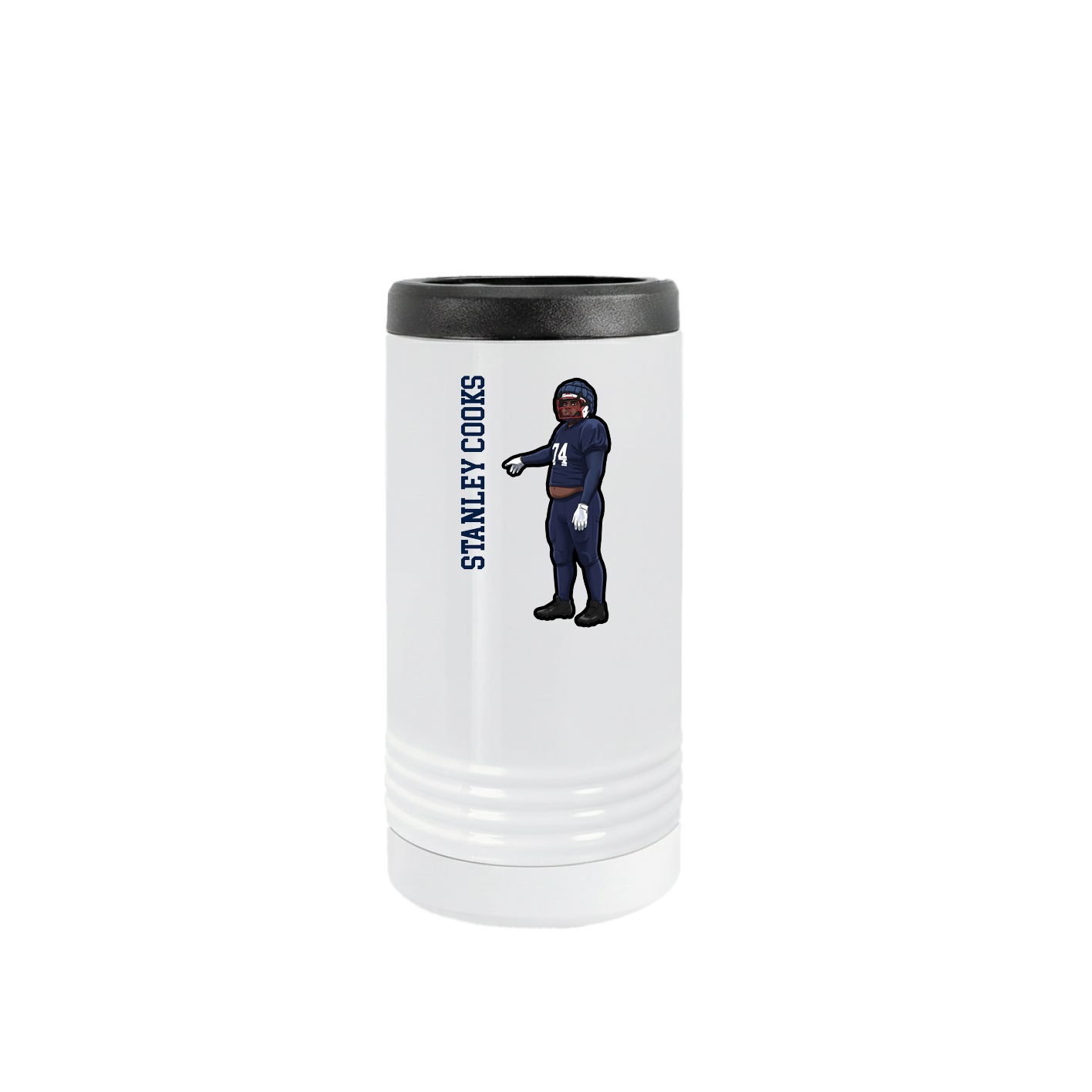 Slim Beverage Holder — Name Vertical in White