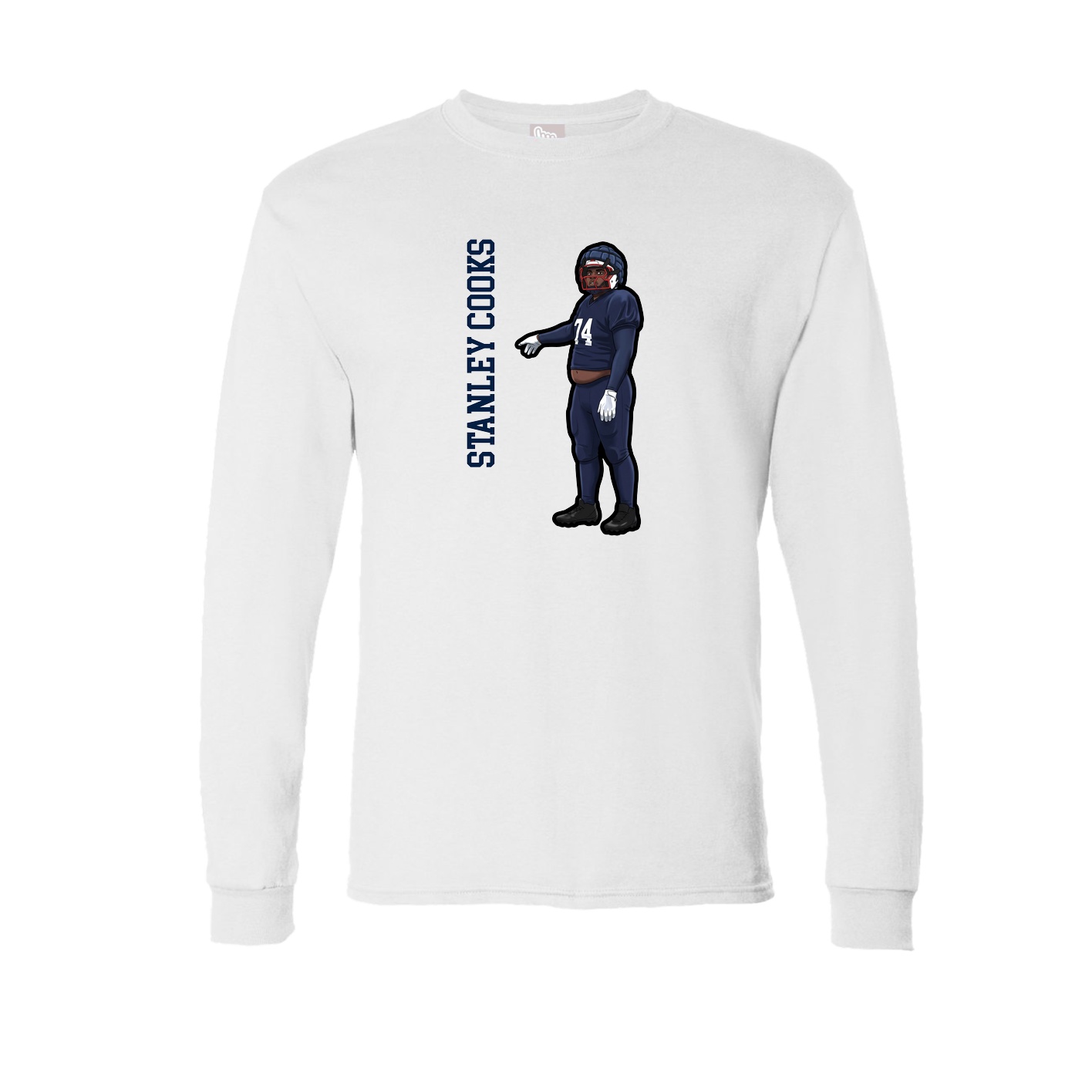Long Sleeve Tee — Name Vertical in White