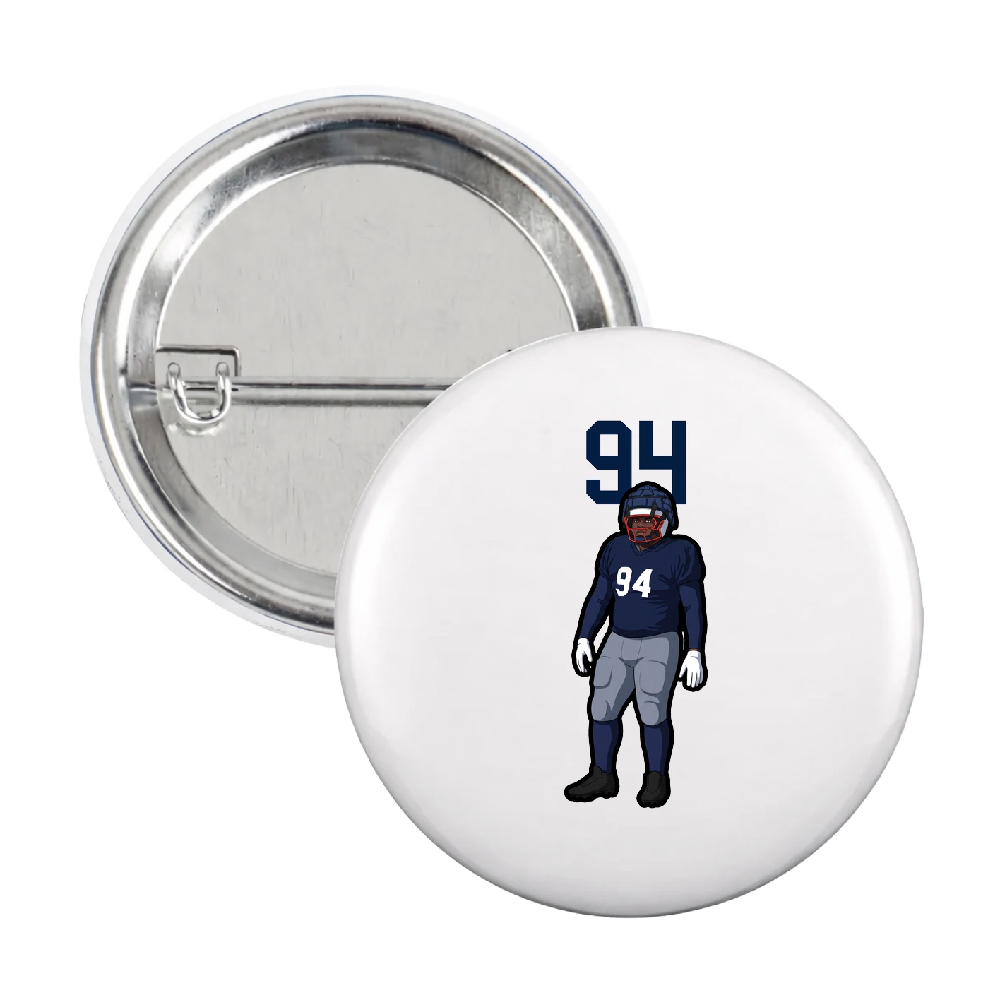 Game Day Button — Number Top in White