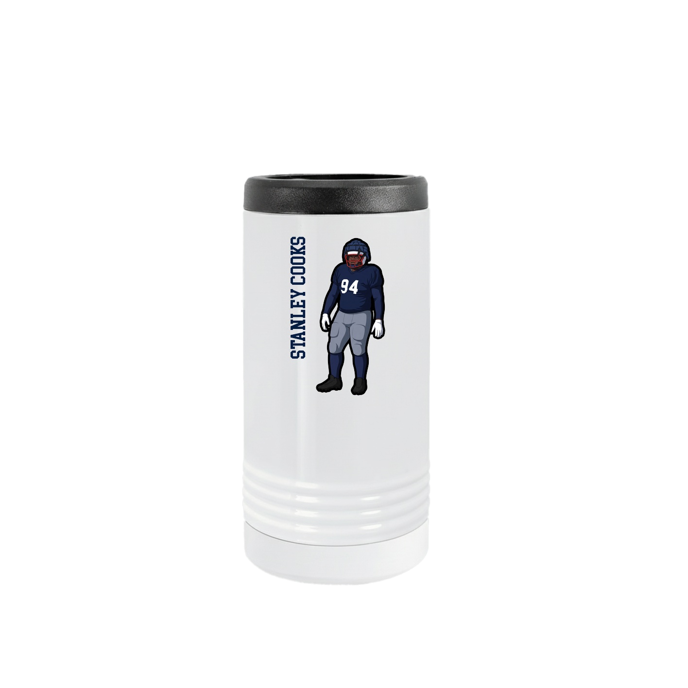 Slim Beverage Holder — Name Vertical in White