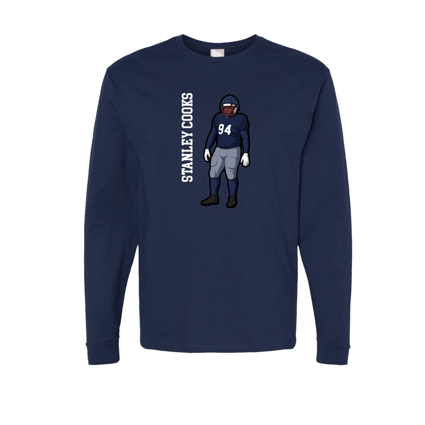 Long Sleeve Tee — Name Vertical in Navy