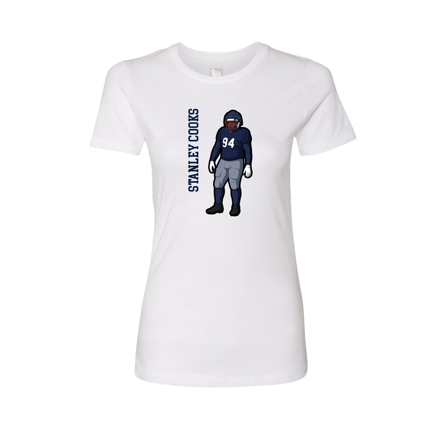 Womens Tee — Name Vertical in White
