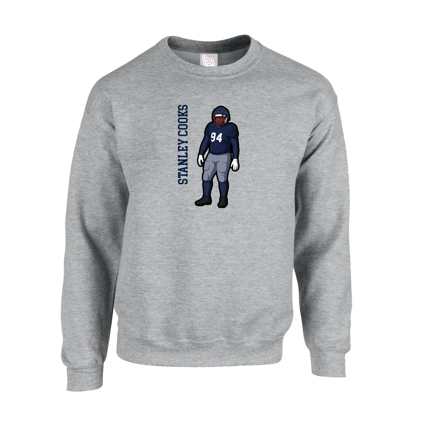 Fleece Crew — Name Vertical in Grey