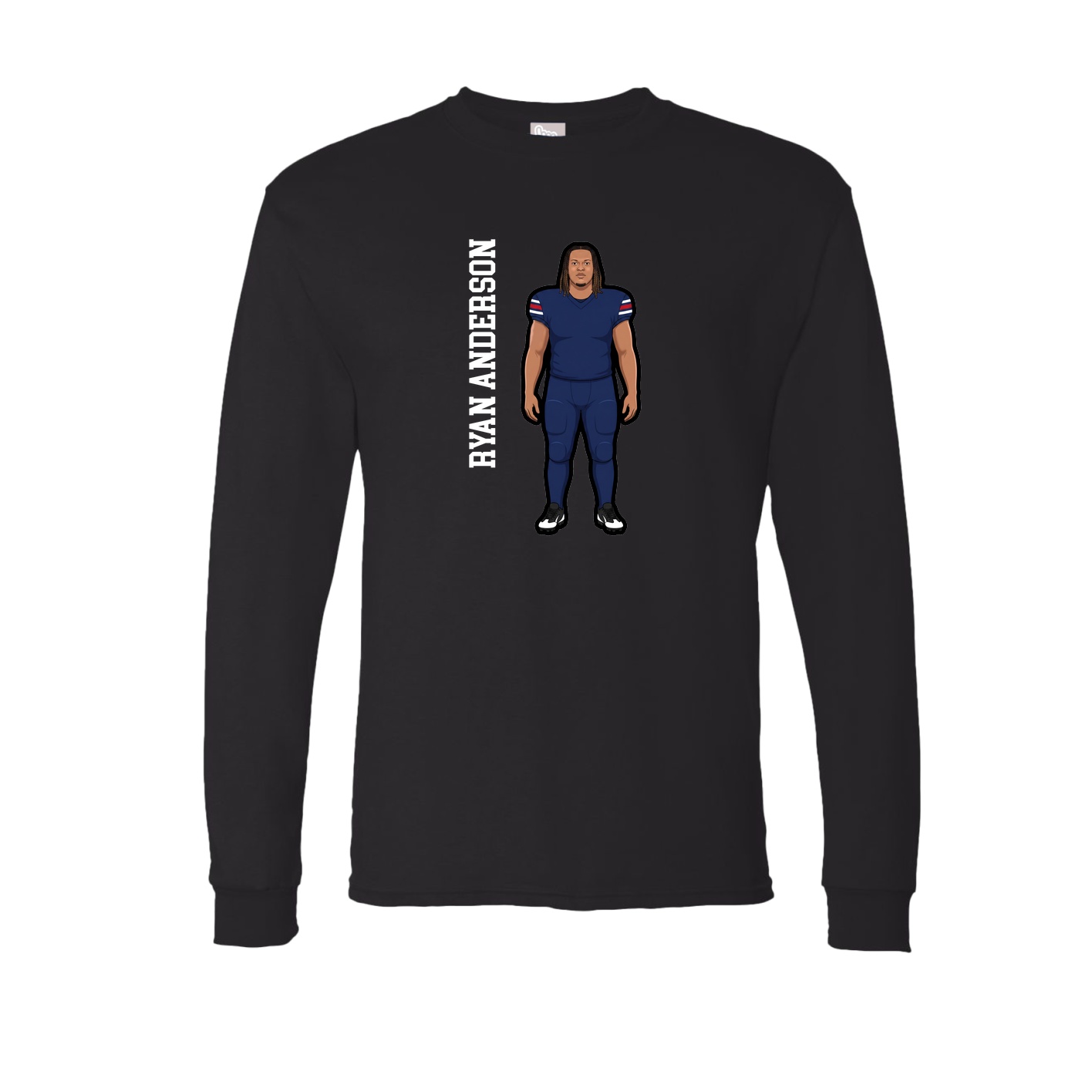 Long Sleeve Tee — Name Vertical in Black