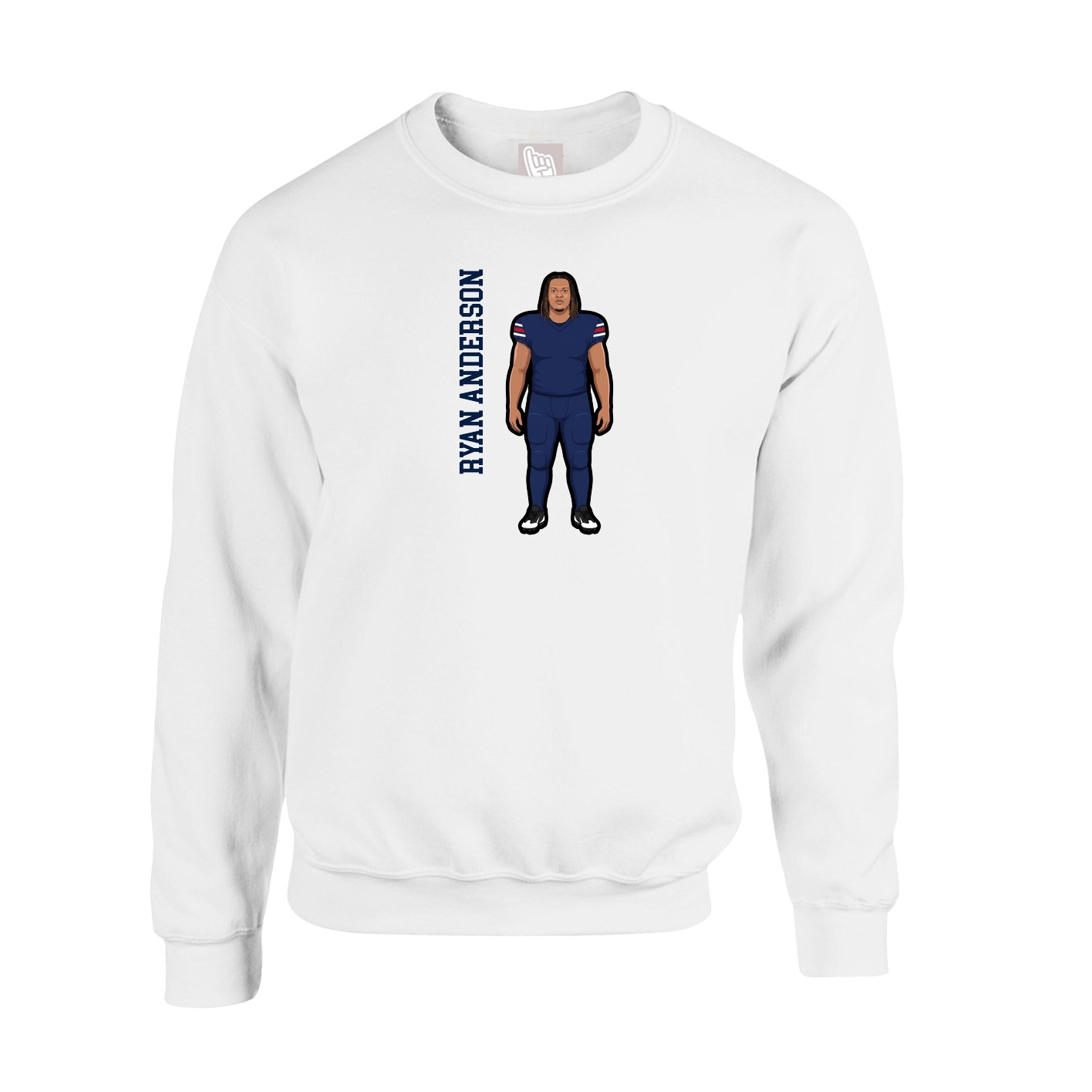 Fleece Crew — Name Vertical in White
