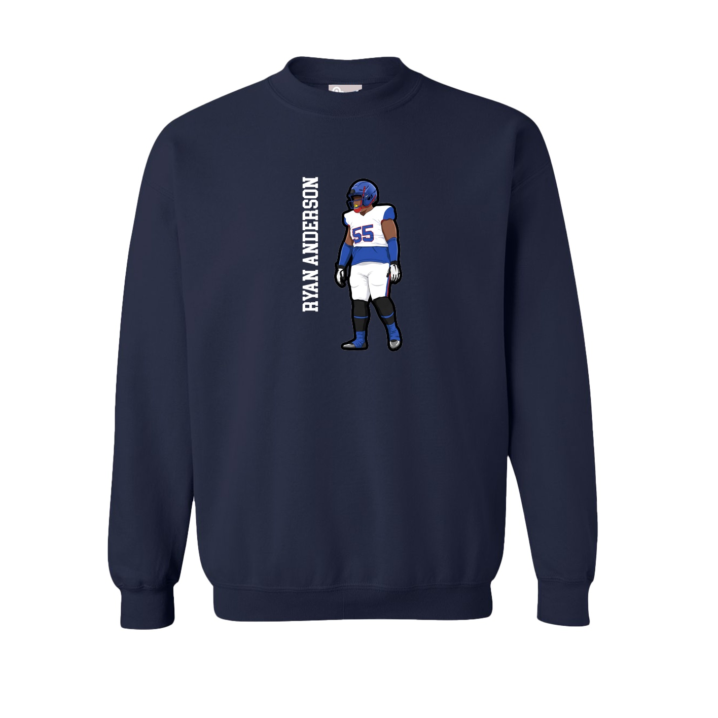 Fleece Crew — Name Vertical in Navy