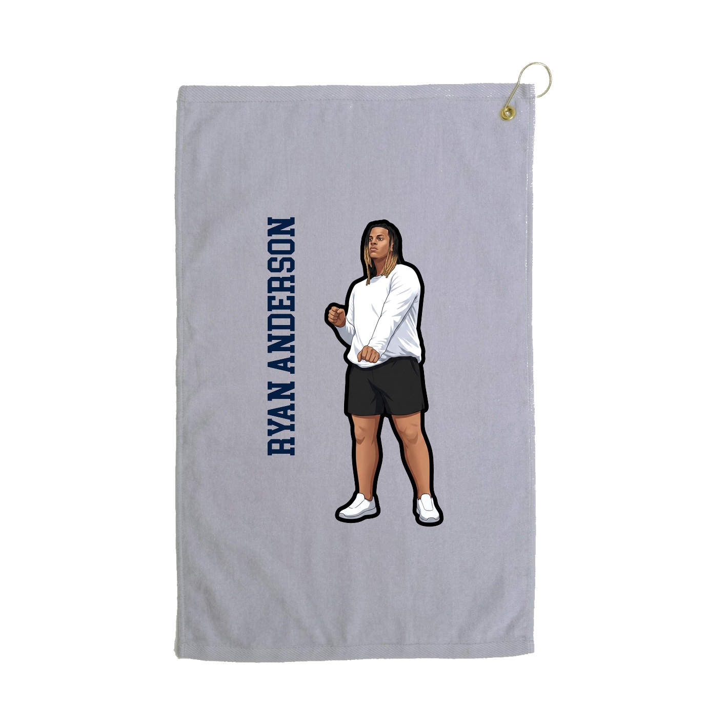 Golf Towel — Name Vertical in Grey