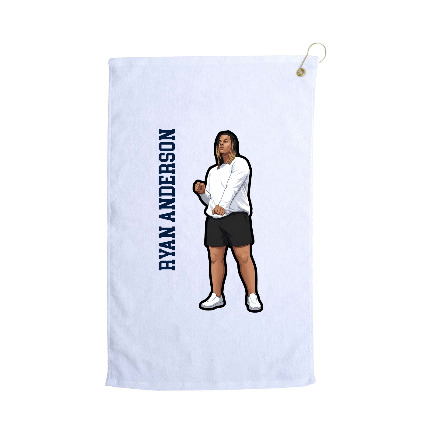 Golf Towel — Name Vertical in White