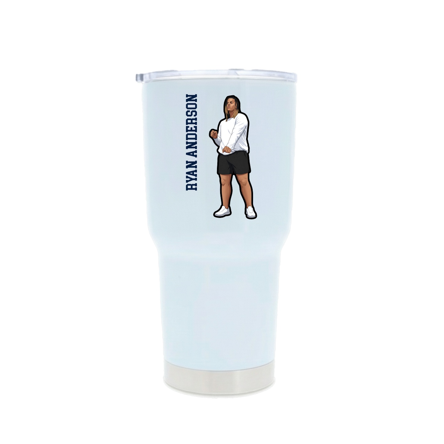 30oz Stainless Steel Tumbler — Name Vertical in White