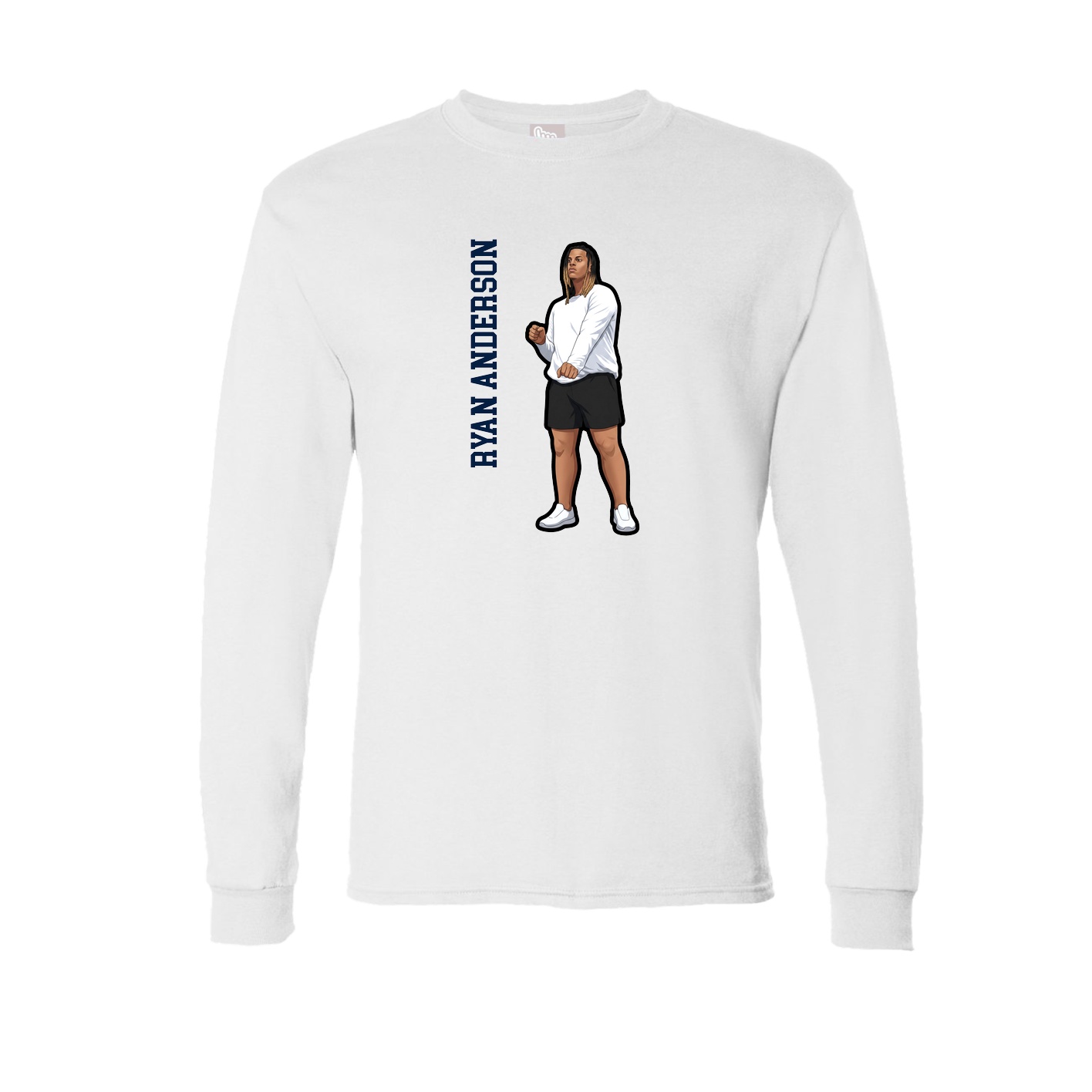Long Sleeve Tee — Name Vertical in White