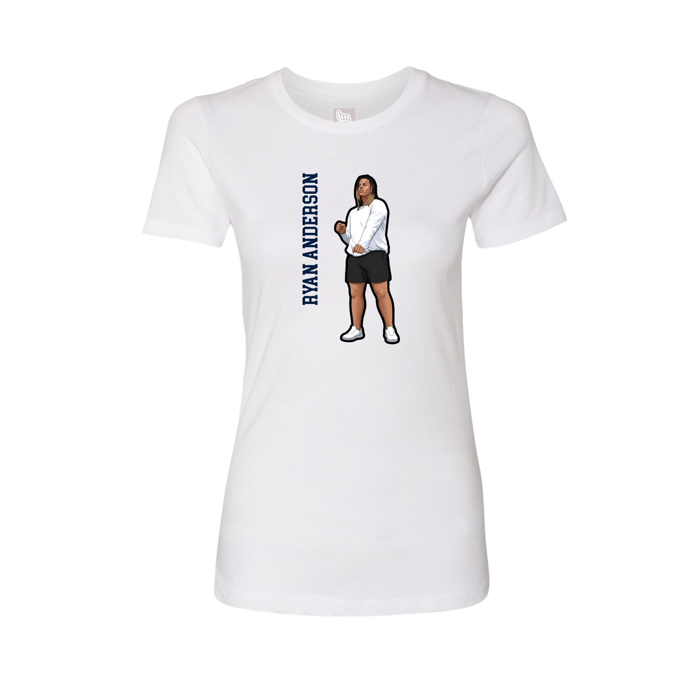 Fitted Women's Tee — Name Vertical in White