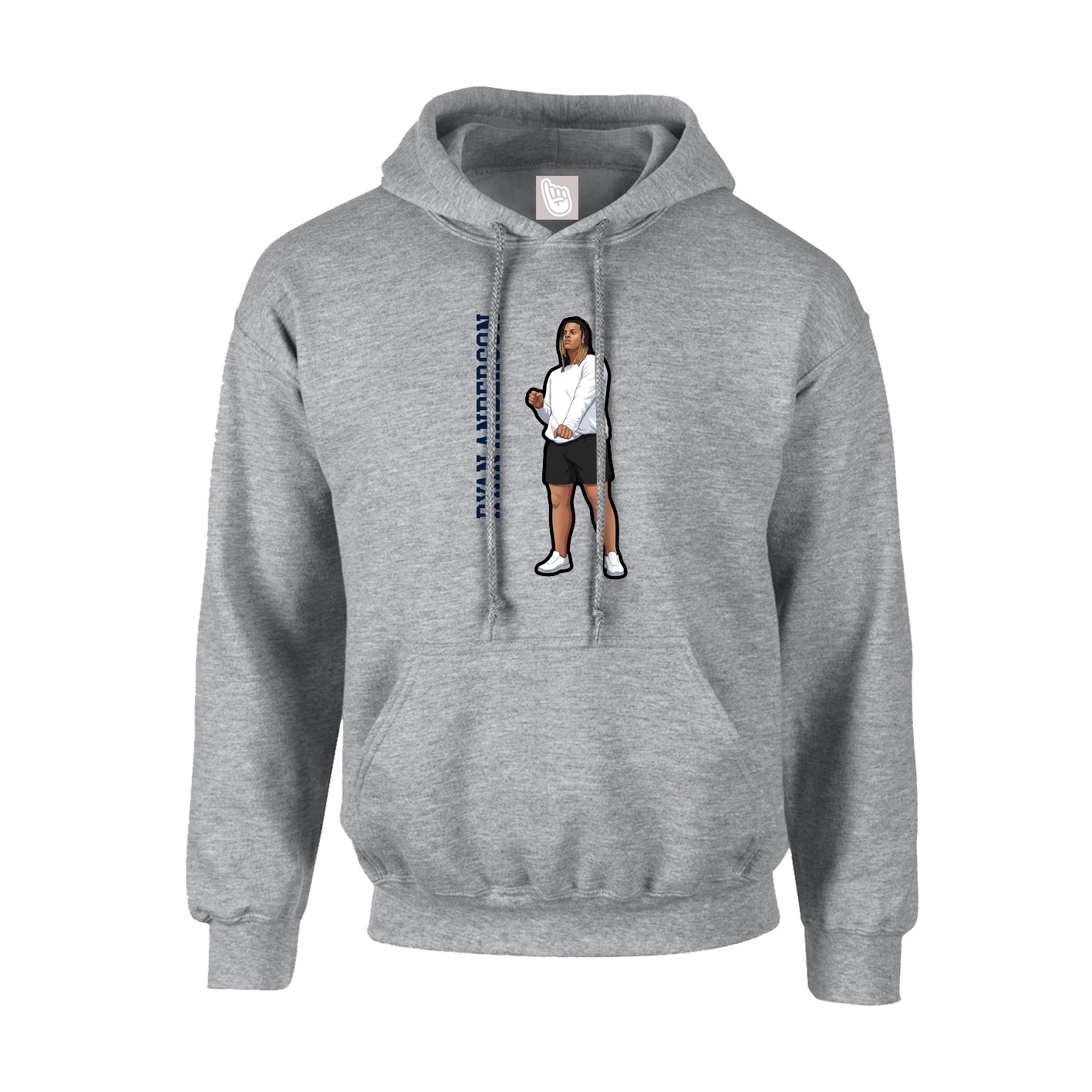 Youth Hoodie — Name Vertical in Grey