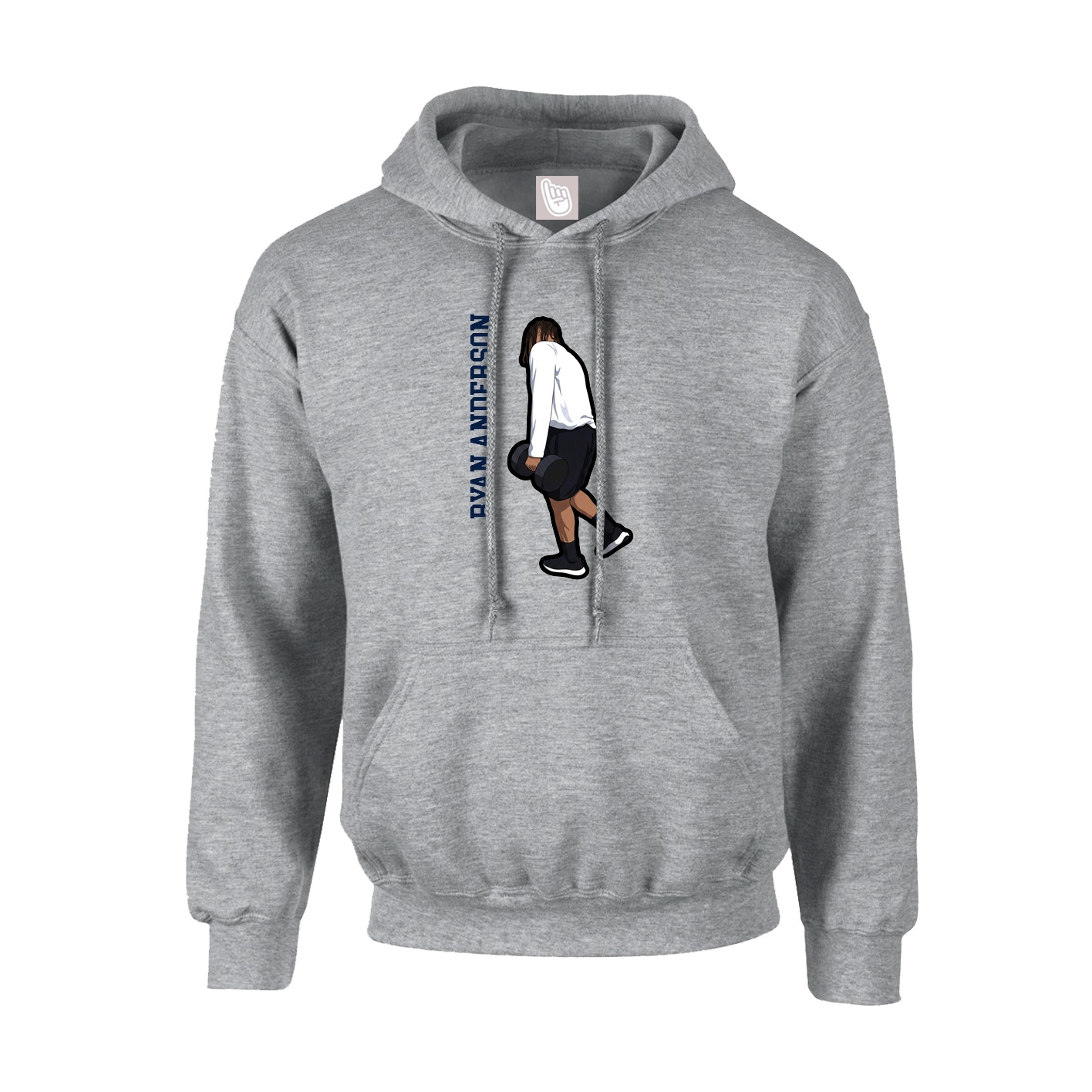 Youth Hoodie — Name Vertical in Grey