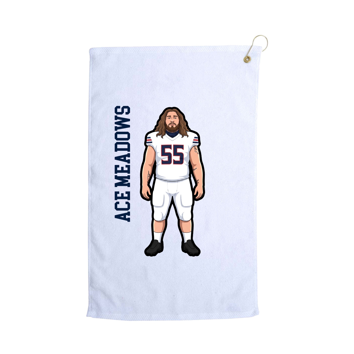 Golf Towel — Name Vertical in White