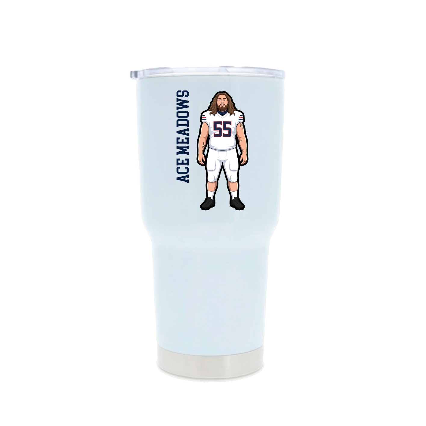 30oz Stainless Steel Tumbler — Name Vertical in White